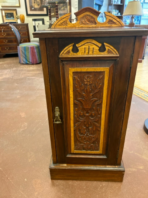 One Door Cabinet with Carved Wood Detail