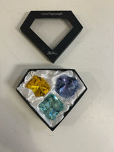 Load image into Gallery viewer, Yellow, Blue &amp; Green Crystal Paperweights by Oleg Cassini
