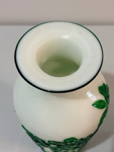 Load image into Gallery viewer, Vintage Peking Vase, White Base Glass &amp; Carved Green Overlay
