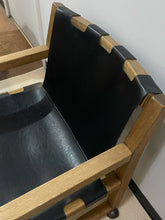 Load image into Gallery viewer, Pair of Vintage  Genuine Leather Sling Chairs with Oak Frames from Russel Wright
