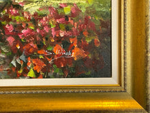 Load image into Gallery viewer, Framed Oil Painting of Flowers and Stream by Steve Winsky, signed
