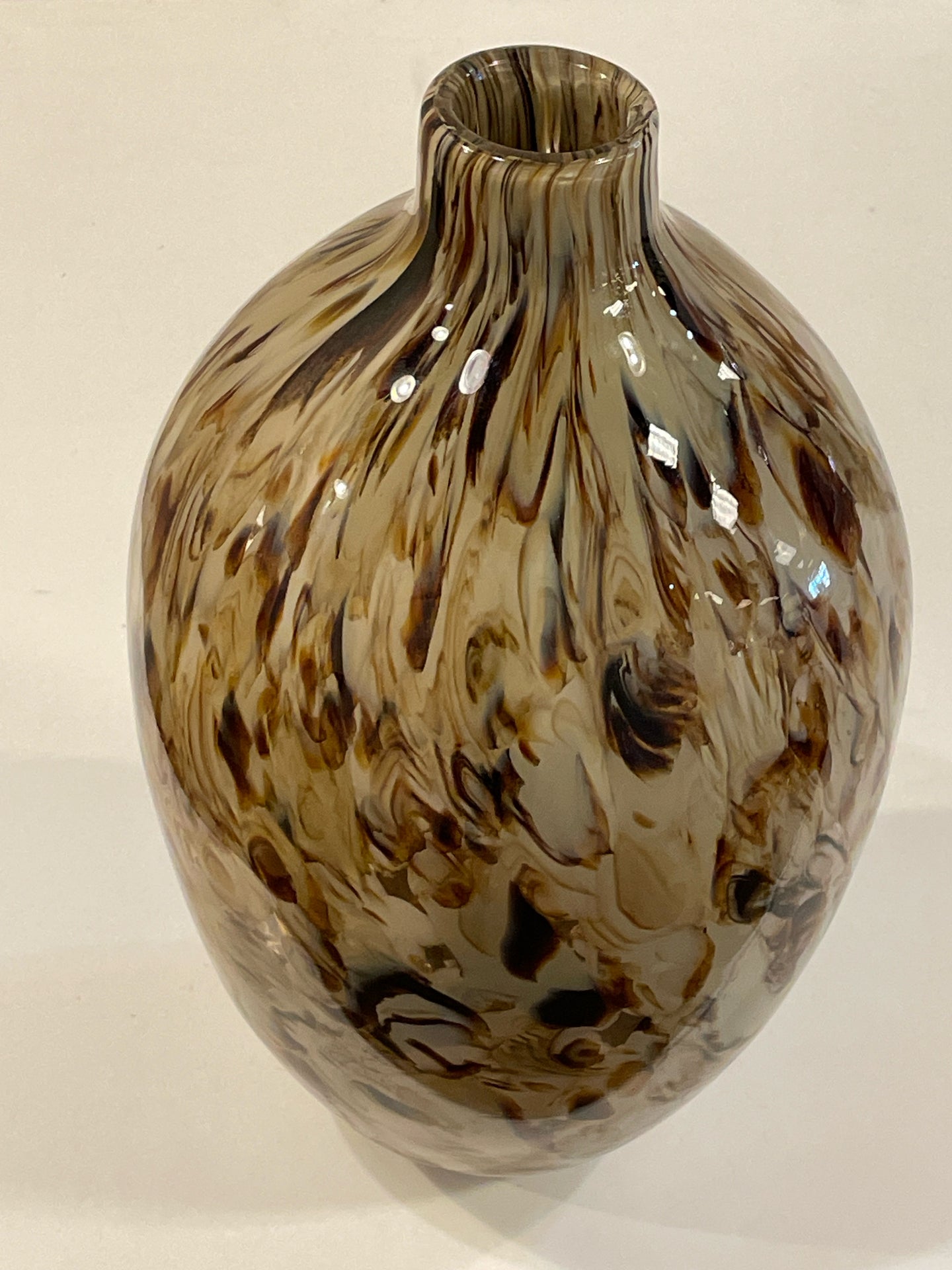Brown & Cream Glass Vase