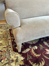 Load image into Gallery viewer, Beige Upholstered Bench Style Loveseat with Suede Covered Legs
