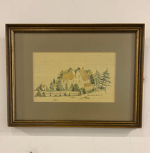 Load image into Gallery viewer, Framed Watercolor of Home &amp; Split Rail Fence by Judith Holloway Starnes, signed
