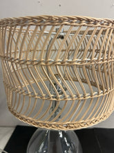 Load image into Gallery viewer, Pair of Glass Lamps with Rattan Shades

