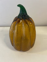 Load image into Gallery viewer, Amber Crackled Glass Pumpkin
