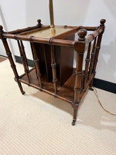 Load image into Gallery viewer, Bamboo &amp;  Brass Lamp Table with Magazine Storage on Casters from Frederick Cooper
