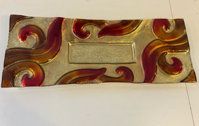 Contemporary Red & Gold Rectangular Platter
