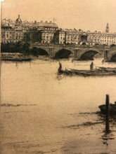 Load image into Gallery viewer, Framed Etching Print &quot;Waterloo Bridge&quot; by Johnstone Baird, signed
