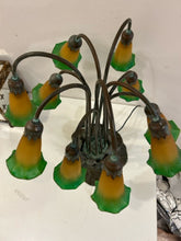 Load image into Gallery viewer, Vintage Ten Light Tiffany Style Lamp with  Metal Base
