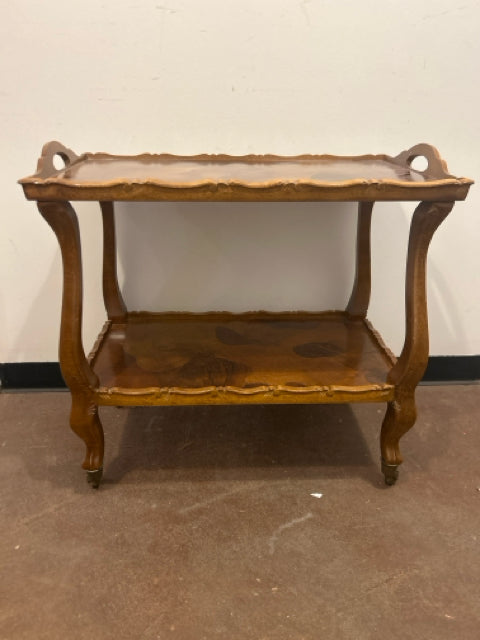 Vintage Burlwood Beverage Cart on Casters from Hekman Furniture
