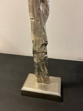 Load image into Gallery viewer, Silver Finished Metal Abstract Sculpture Lamp with Black Suede Shade
