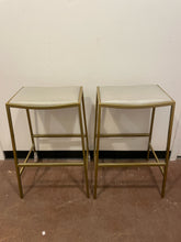 Load image into Gallery viewer, Pair of Brushed Gold Barstools
