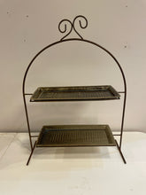 Load image into Gallery viewer, Metal Two Tier Server with Ceramic Trays
