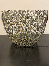 Load image into Gallery viewer, Hand Forged Decorative Metal Bowl/Basket with Gold Accents
