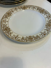 Load image into Gallery viewer, Eleven Christmas Ball 175 Gold Flower Scroll Dinner Plates from Noritake

