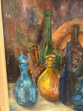 Load image into Gallery viewer, Sill Life Oil Depicting Glass Bottles
