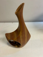 Load image into Gallery viewer, Faux Teak Ceramic Sealed Decanter with Copper Lined Handle
