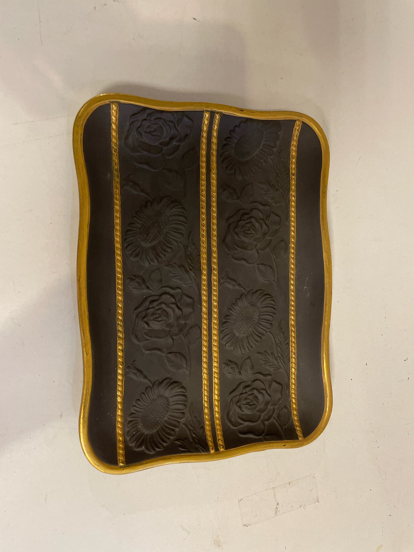 Black & Gold Basalt Tray from Mottahedeh