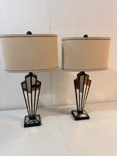 Load image into Gallery viewer, Pair of Contemporary Mirrored Black Table Lamps
