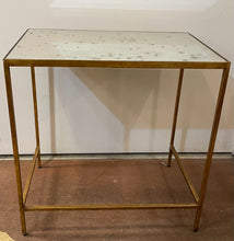 Load image into Gallery viewer, Speckled Mirror Top End Table on Metal Base from Ethan Allen
