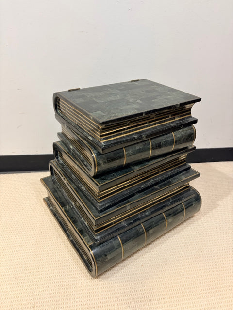 Tessellated Green Marble Book Box Side Table from Maitland Smith