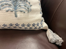 Load image into Gallery viewer, Down Filled Blue &amp; White Trees Pillow
