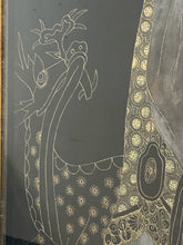 Load image into Gallery viewer, Hand Painted Fabric with Gold Threading of Asian Empress in Gold Bamboo Frame
