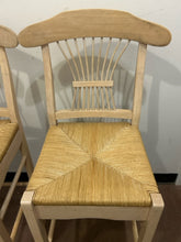 Load image into Gallery viewer, Pair Blonde Wood Counter Stools with  Rush Seats
