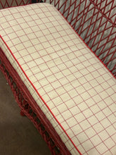 Load image into Gallery viewer, Childs Wicker Bench with Red &amp; White Checked Cushion
