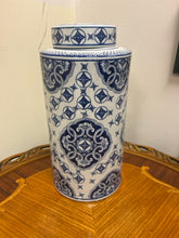 Load image into Gallery viewer, Ceramic Lidded Blue &amp; White Jar
