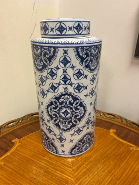 Ceramic Lidded Blue & White Jar