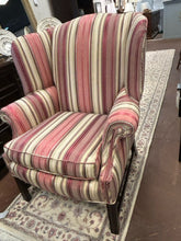 Load image into Gallery viewer, Raspberry &amp; Cream Striped Wing Chair
