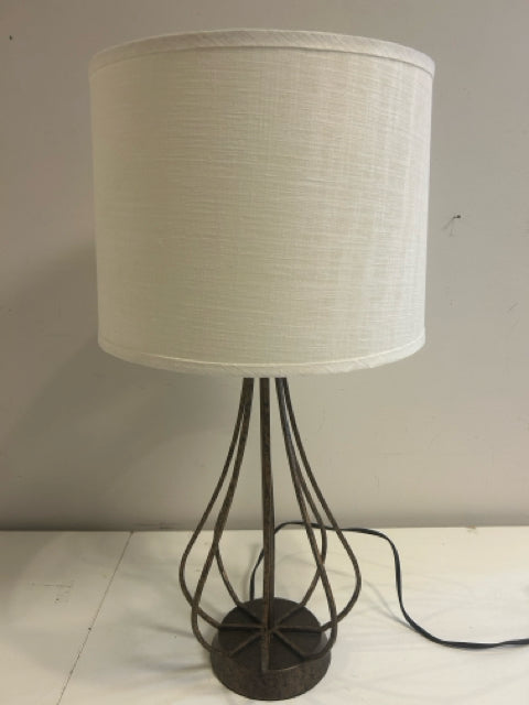 Contemporary Bronze Table Lamp with Cream Shade