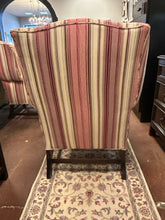 Load image into Gallery viewer, Raspberry &amp; Cream Striped Wing Chair
