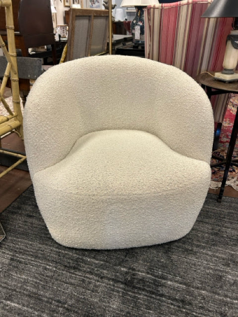 Ivory Boucle Swivel Chair from CB2