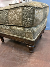 Load image into Gallery viewer, Olive Brocade Upholstered Ottoman from Kravet
