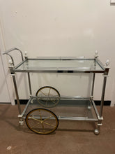 Load image into Gallery viewer, Metal &amp; Glass Bar Cart with Pineapple Finials
