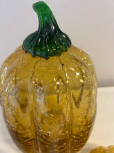 Load image into Gallery viewer, Set of Three Yellow Crackled Glass Pumpkins
