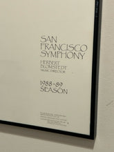 Load image into Gallery viewer, Framed "Symphony Iris" Poster by Gary Bukovnik for the San Francisco Symphony
