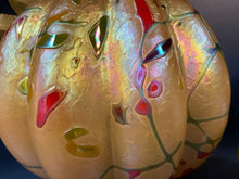 Load image into Gallery viewer, Set of 3 Champaign Colored Hand Crafted Pumpkins from Glass Eye Studio
