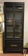 Load image into Gallery viewer, Two Door Frosted Glass Front Cabinet on Iron Stand from Arhaus
