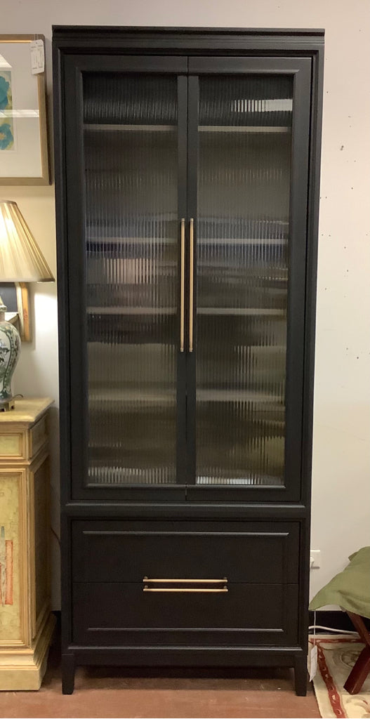 Two Door Frosted Glass Front Cabinet on Iron Stand from Arhaus