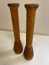Load image into Gallery viewer, Pair of Spindle Wood Candleholders
