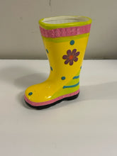 Load image into Gallery viewer, Yellow Foral Ceramic Rain Boot Planter/Vase
