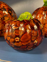 Load image into Gallery viewer, Set of 3 Brown  Hand Crafted Pumpkins from Glass Eye Studio

