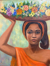 Load image into Gallery viewer, Original Acrylic Painting of Woman Carrying Flowers by Sonya, signed
