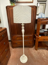 Load image into Gallery viewer, Cream Colored Floor Lamp with Silver Swirl  Shade
