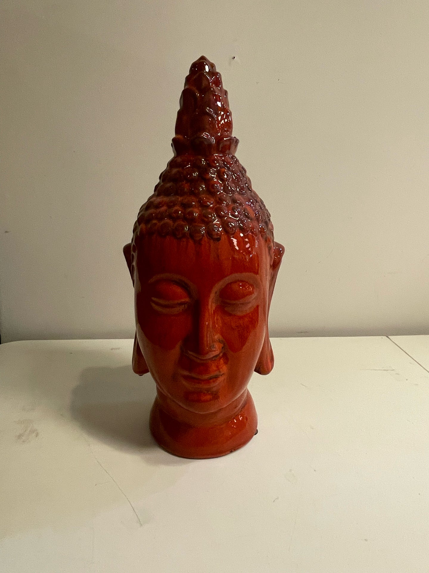 Red Ceramic Buddha Head
