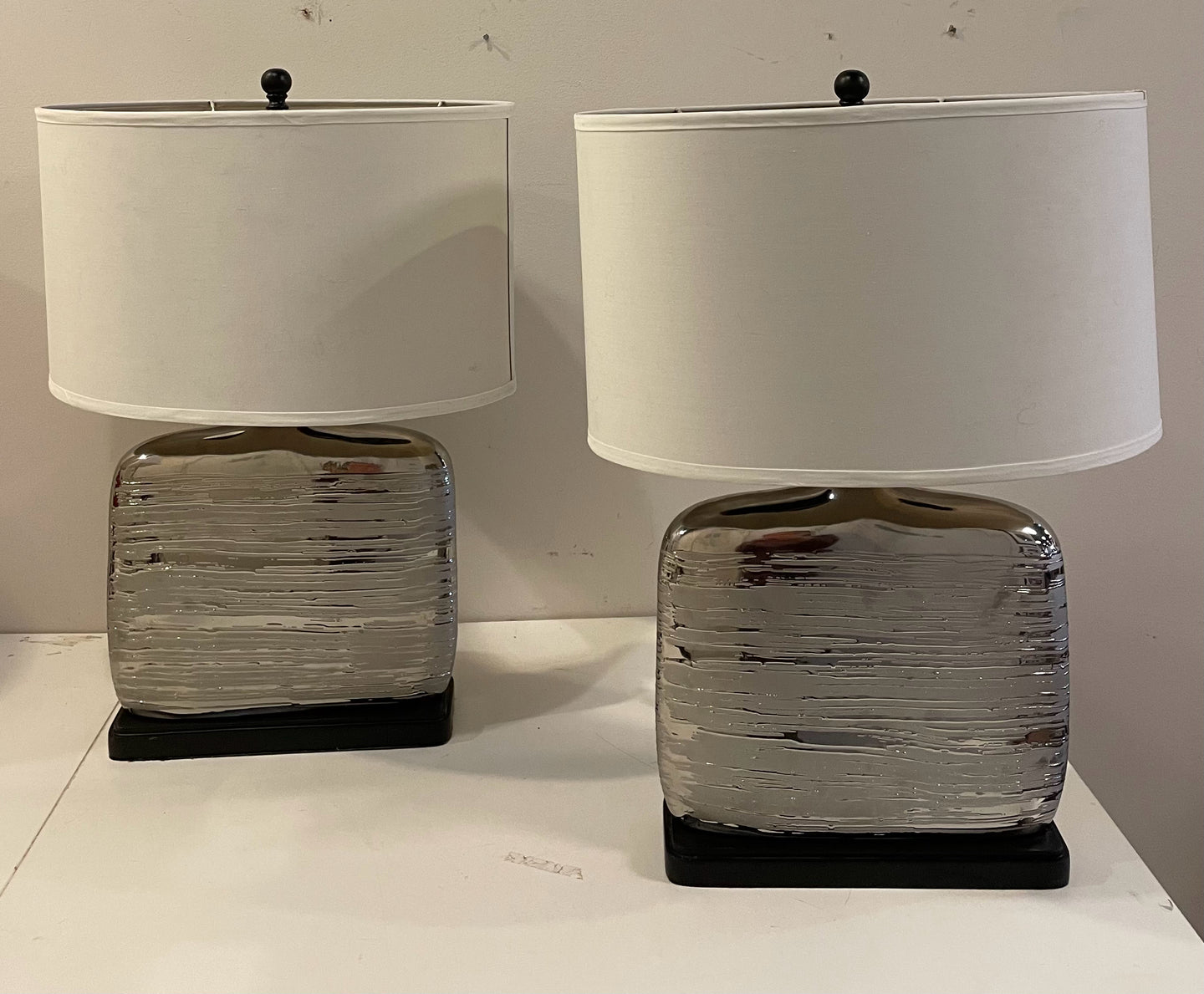 Pair of Silver Textured  Table Lamps